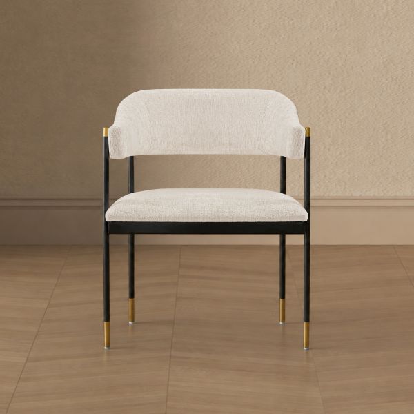 Lia Metal Chenille Armchair in Cream