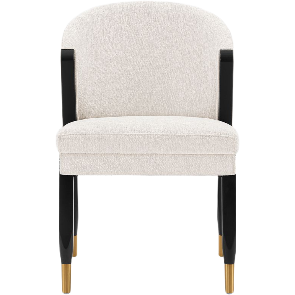 Ola Wood Chenille Accent Chair in Cream