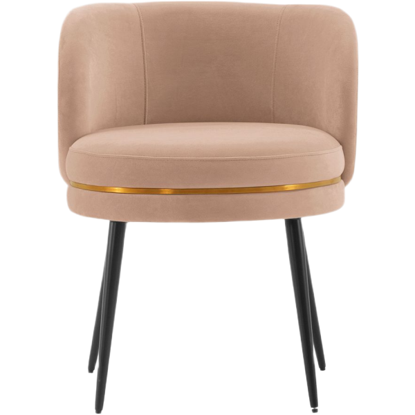 Kaya Wood Velvet Accent Chair in Nude