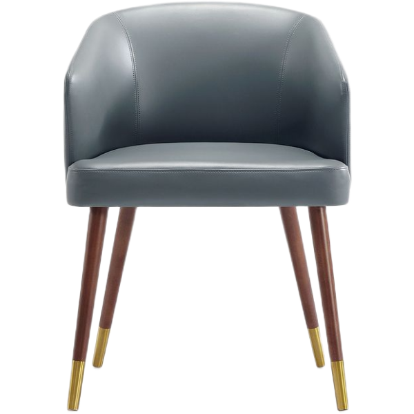 Reeva Wood Vegan Leather Accent Chair in Weathered Grey