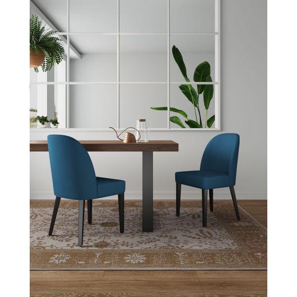 Hillman Wood Upholstered Dining Chair in Blue - Set of 2