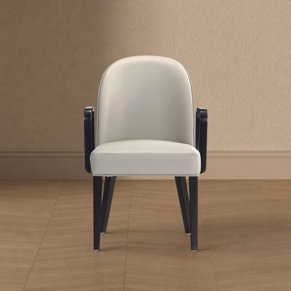Hillman Wood Upholstered Armchair in Light Grey