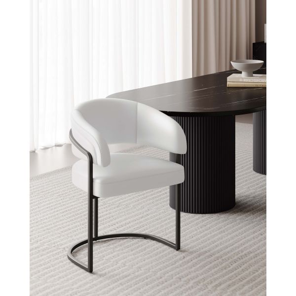 Augusta Metal Vegan Leather Dining Chair in White
