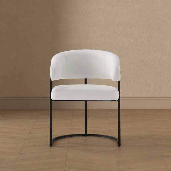 Augusta Metal Vegan Leather Dining Chair in White