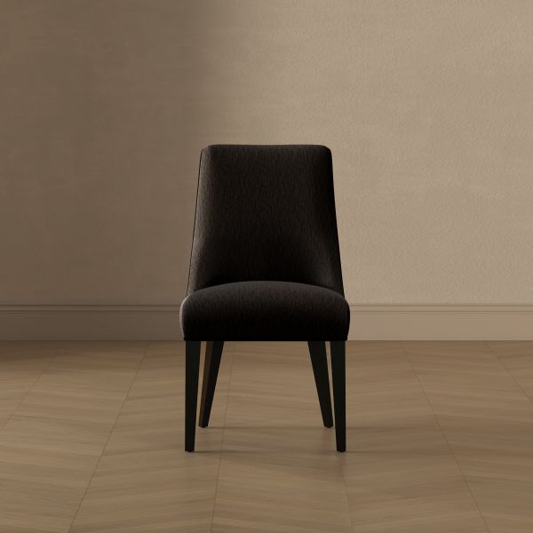 Beever Chenille Wood Dining Chair in Black - Set of 2