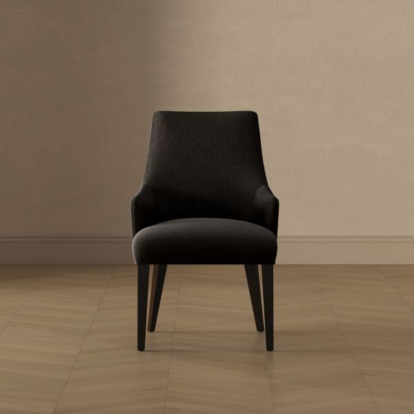 Beever Chenille Wood Armchair in Black