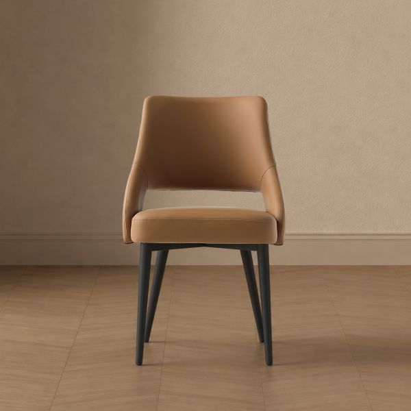 Tremont Metal Vegan Leather Accent Chair in Saddle