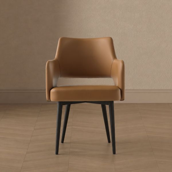 Tremont Metal Vegan Leather Armchair in Saddle