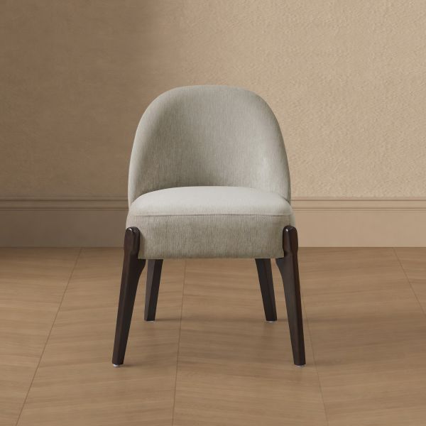 Oslo Chenille Wood Side Chair in Taupe - Set of 2