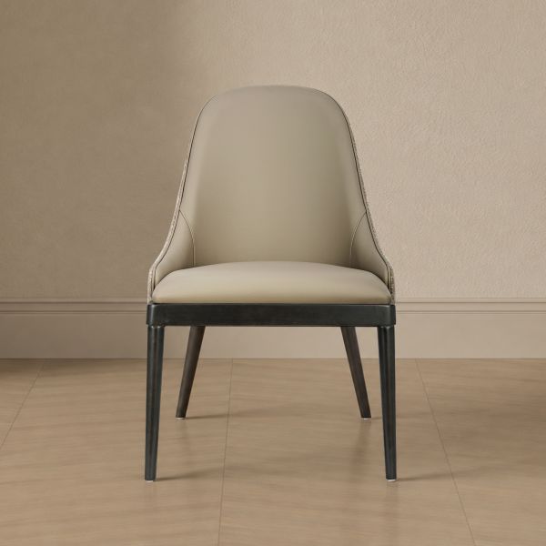 Drew Wood Upholstered Side Chair in Taupe - Set of 2