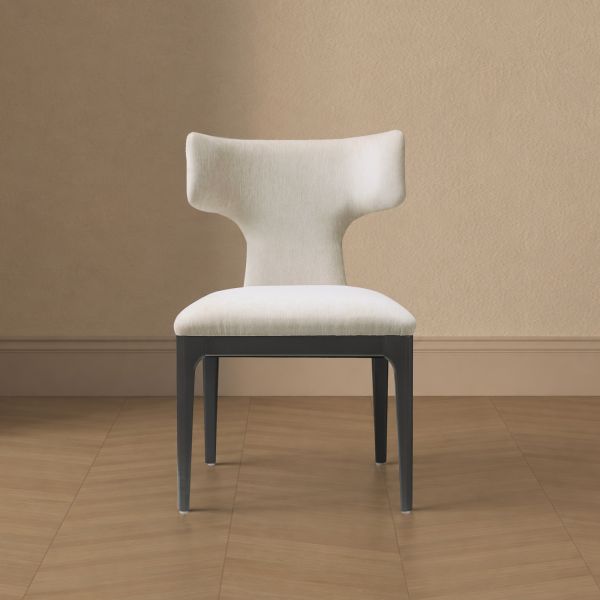 Eloria Wood Chenille Side Chair in Cream - Set of 2