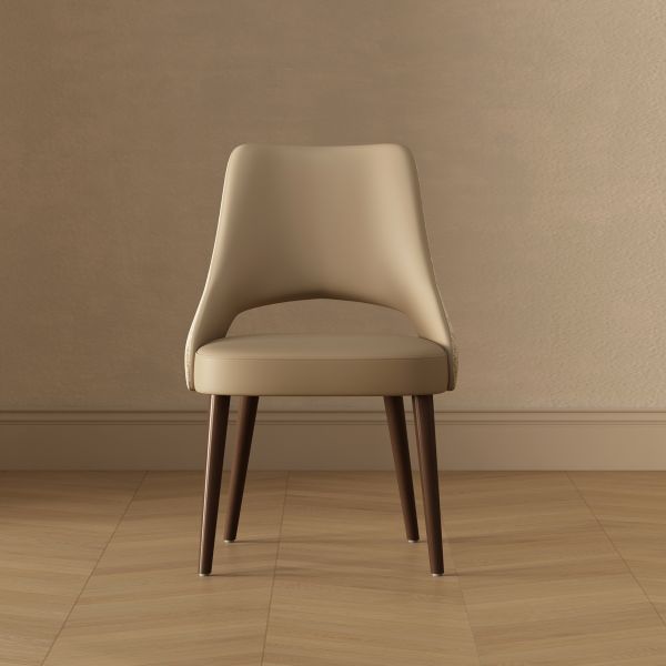 Liora Wood Upholstered Dining Side Chair in Latte - Set of 2