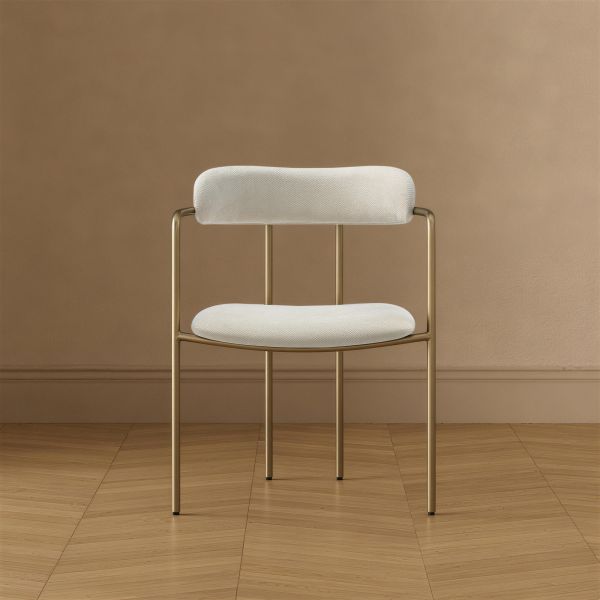 Serene Metal Upholstered Dining Chair in Alabaster