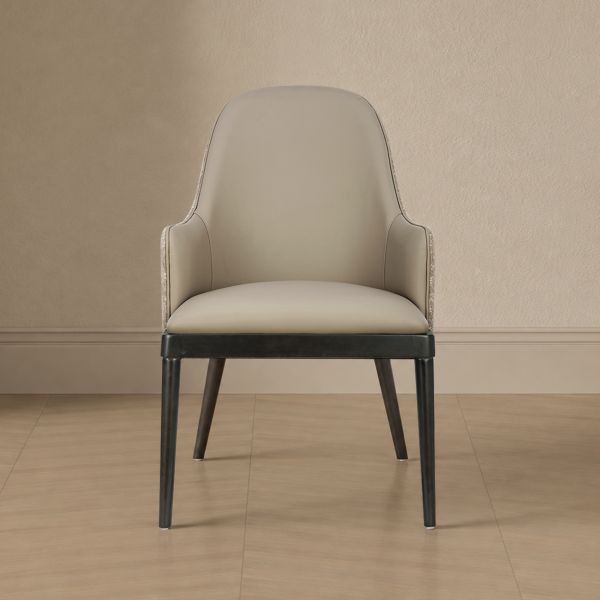Drew Wood Upholstered Armchair in Taupe