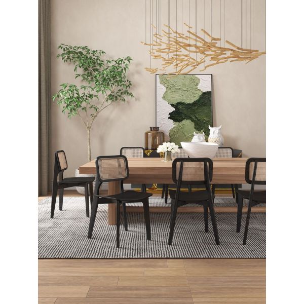 Versailles Wood Dining Chair in Black and Natural - Set of 2