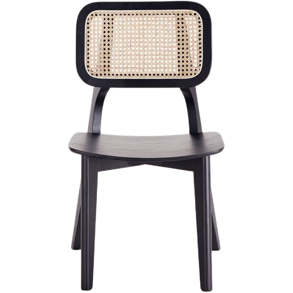 Versailles Wood Dining Chair in Black and Natural - Set of 2