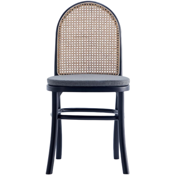Paragon 1.0 Cane Back Wood Upholstered Dining Chair in Black and Weathered Grey - Set of 2