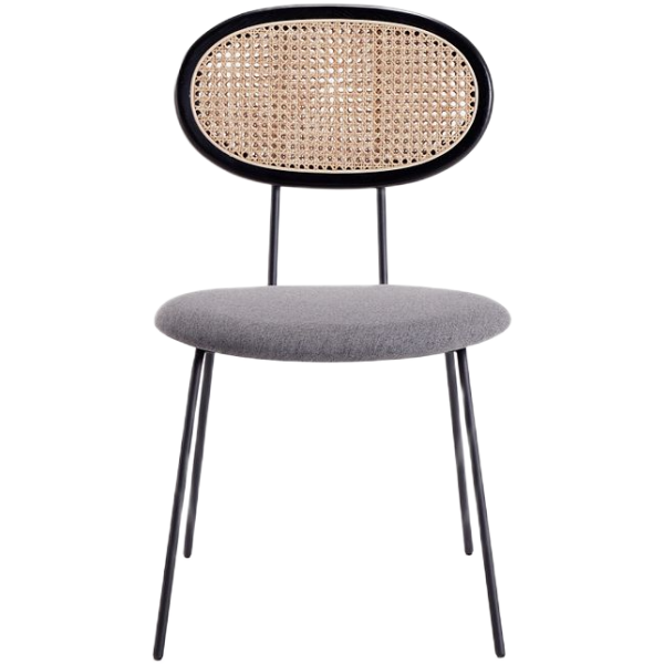 Jardin Cane Back Upholstered Dining Chair in Black and Weathered Grey - Set of 2