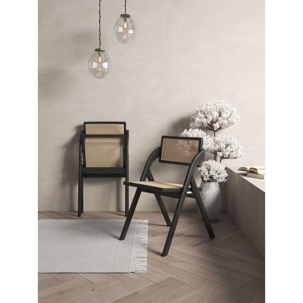 Lambinet Wood Folding Chair in Black and Natural - Set of 2
