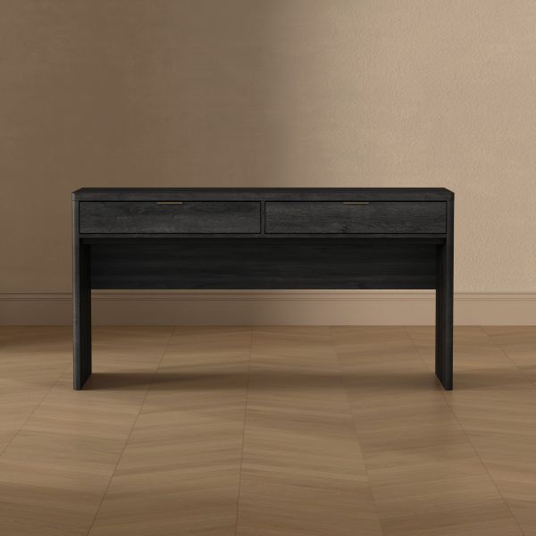 Evelyn 60" Writing Desk in Charcoal Gray (2-Drawer)