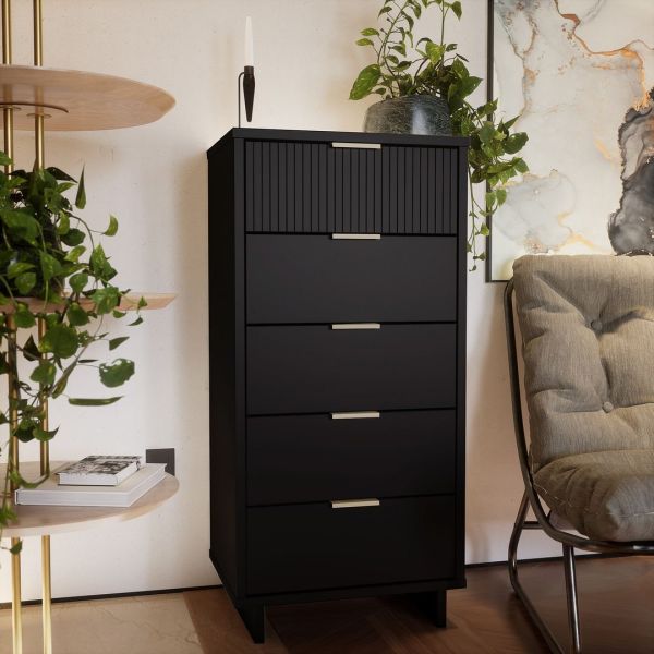 Granville 24" Chest in Black (5-Drawer)