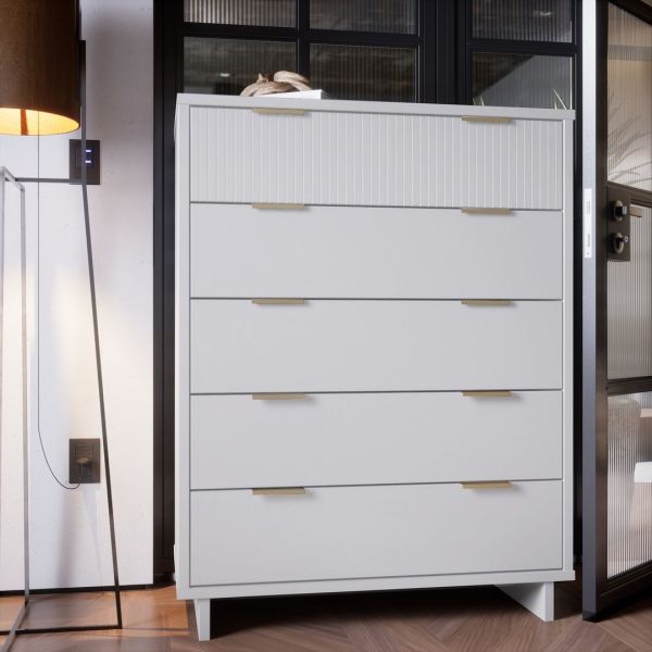 Granville 38" Chest in White (5-Drawer)