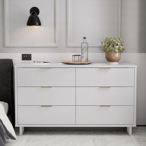 Granville 55" Dresser in White (6-Drawer)