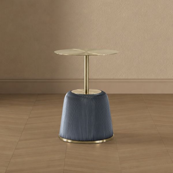 Anderson Metal Top Upholstered End Table in Weathered Grey