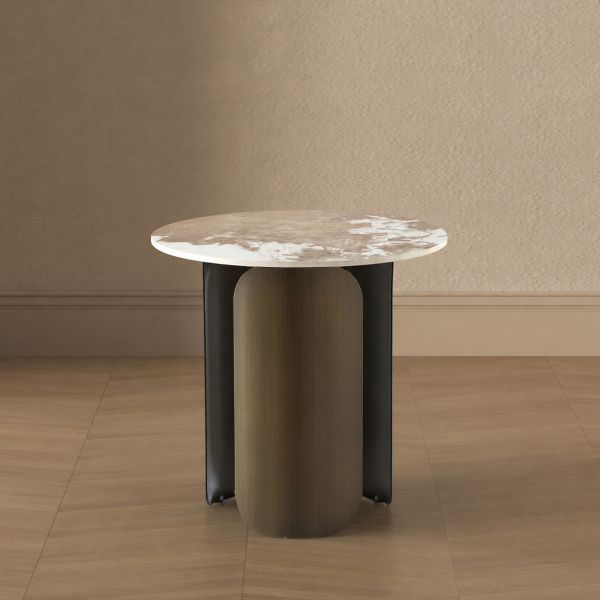 Monica Sintered Stone Top End Table in Bronze