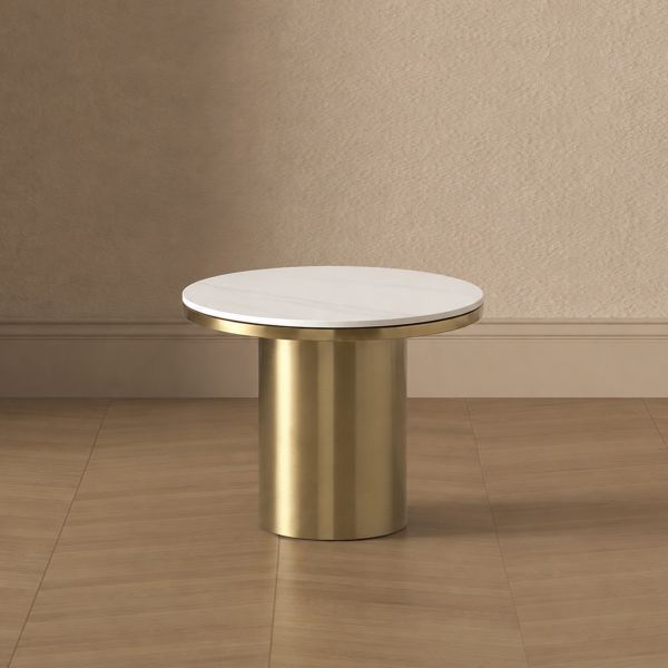 Glenn Sintered Stone Top End Table in Gold
