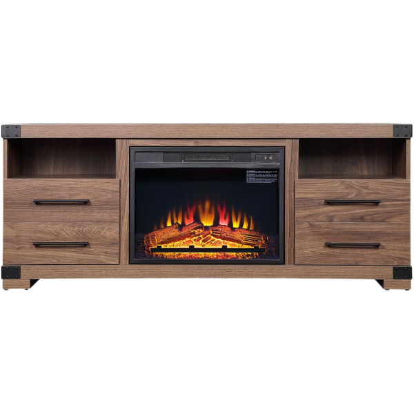 Fireplace and Richmond 2-Piece Electric Fireplace in BlackBrown