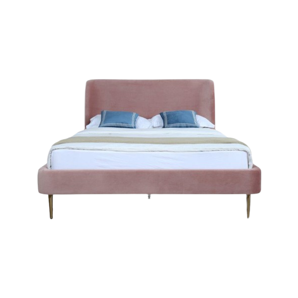 Heather Upholstered Velvet Full Bed in Blush and Gold