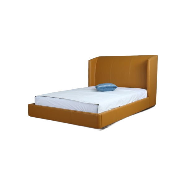 Lenyx Upholstered Vegan Leather Queen Bed in Saddle Brown