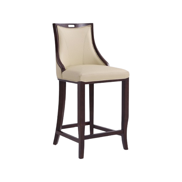 Emperor Wood Upholstered Barstool in Cream
