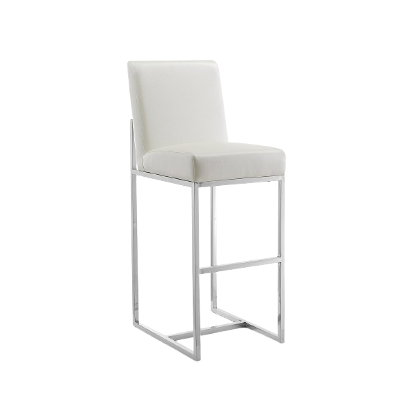 Element Metal Upholstered Barstool in Pearl White
