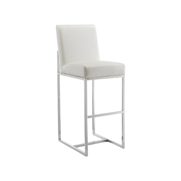 Element Metal Upholstered Barstool in Pearl White
