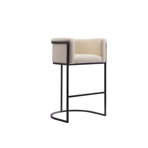Cosmopolitan Metal Upholstered Barstool in Cream