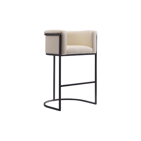 Cosmopolitan Metal Upholstered Barstool in Cream