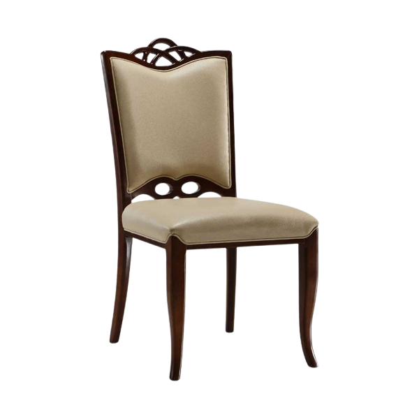 Regent Wood Vegan Leather Dining Chair in Cream - Set of 2