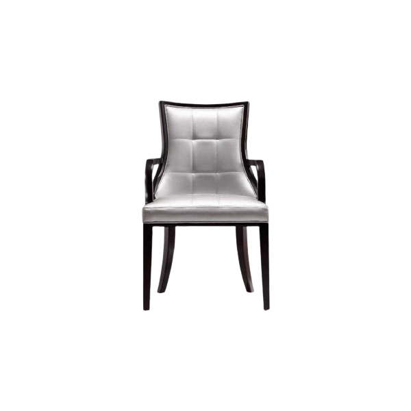 Fifth Avenue Wood Upholstered Accent Chair in Silver