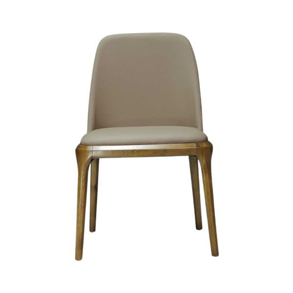 Courding Wood Vegan Leather Accent Chair in Tan