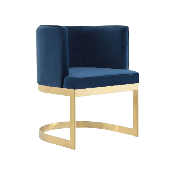 Aura Metal Velvet Accent Chair in Royal Blue
