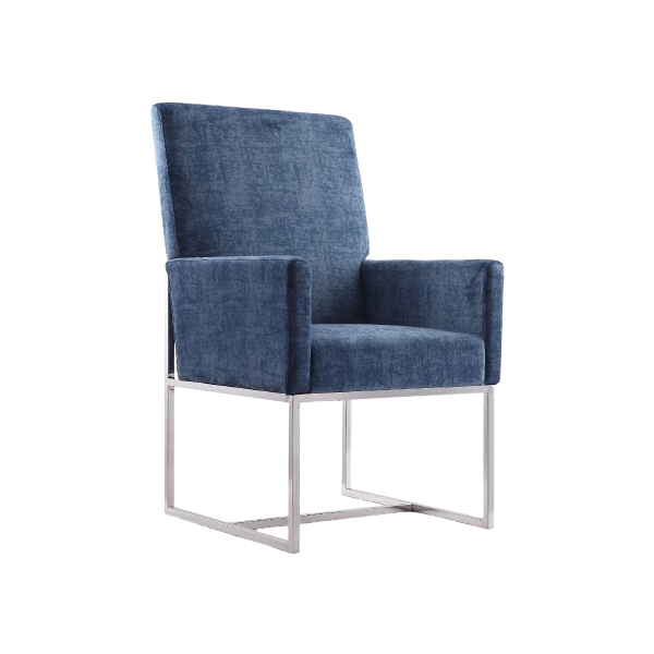 Element Metal Velvet Accent Chair in Blue
