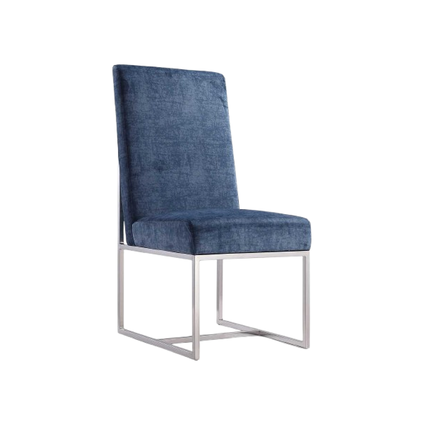Element Metal Velvet Dining Chair in Blue