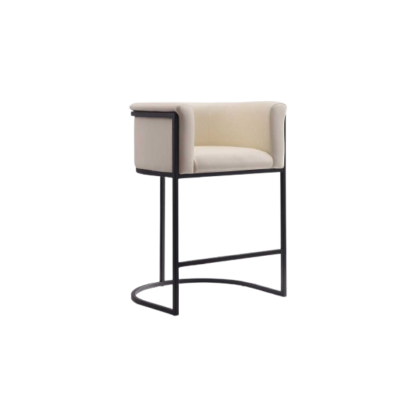 Cosmopolitan Metal Upholstered Counter Stool in Cream