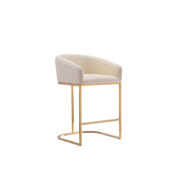 Louvre Metal Upholstered Counter Stool in Cream