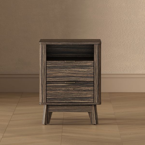 Orlen 2-Drawer Multi-Purpose Nightstand & End Table in Jacobean Walnut