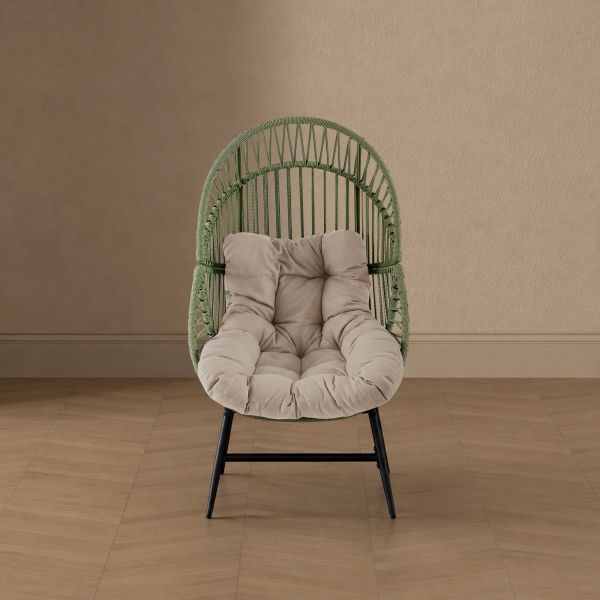 Cocoon Lounge Chair in Green and Cream