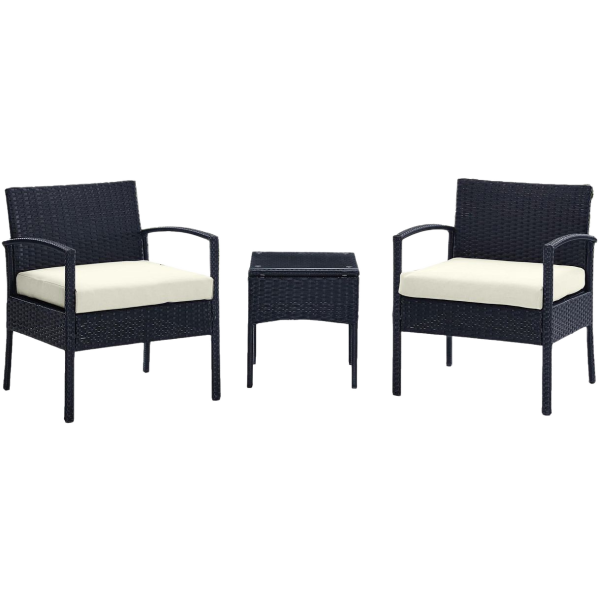 Noli 3-Piece Conversation Set in Black and Cream