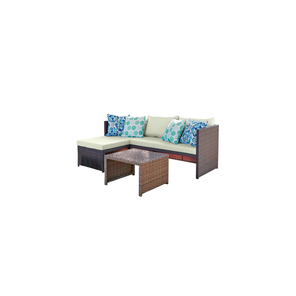 Menton 3-Piece Sectional Set in Brown and Cream